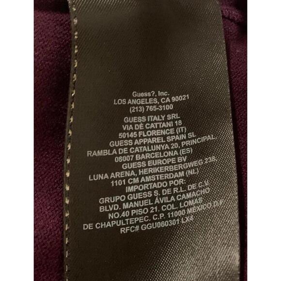 Guess Women's Size XSmall Burgundy 3/4 Sleeve Crisscross Neck Shirt Top - Picture 13 of 14